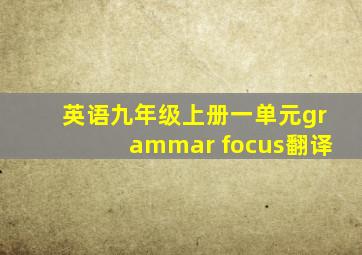 英语九年级上册一单元grammar focus翻译